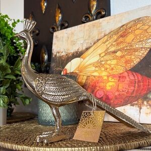 💎RARE/HTF💎🆕Made In India Gold Metal Peacock